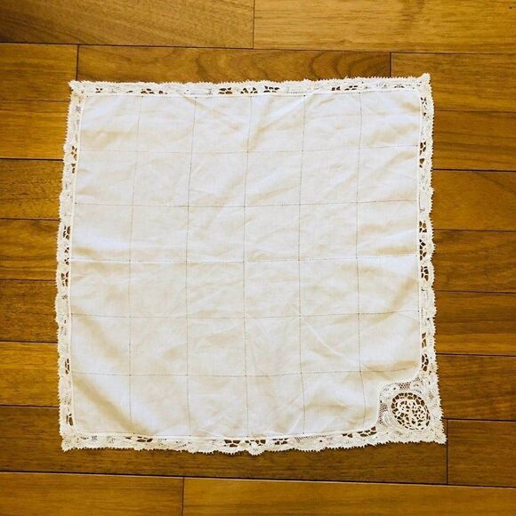 Vintage Set of 5 Cotton Napkins Embroidery Lace - Picture 3 of 8